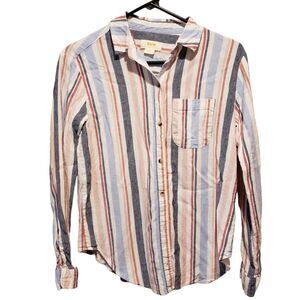 Anthropologie Maeve Multi Colored Striped Button Down Shirt size X Small